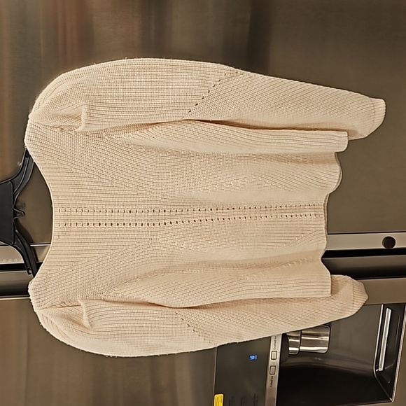 💕TRINA TURK💕 Dalhart Sweater ~ Ecru 100% Ribbed Knit Merino Wool Medium - Picture 6 of 12